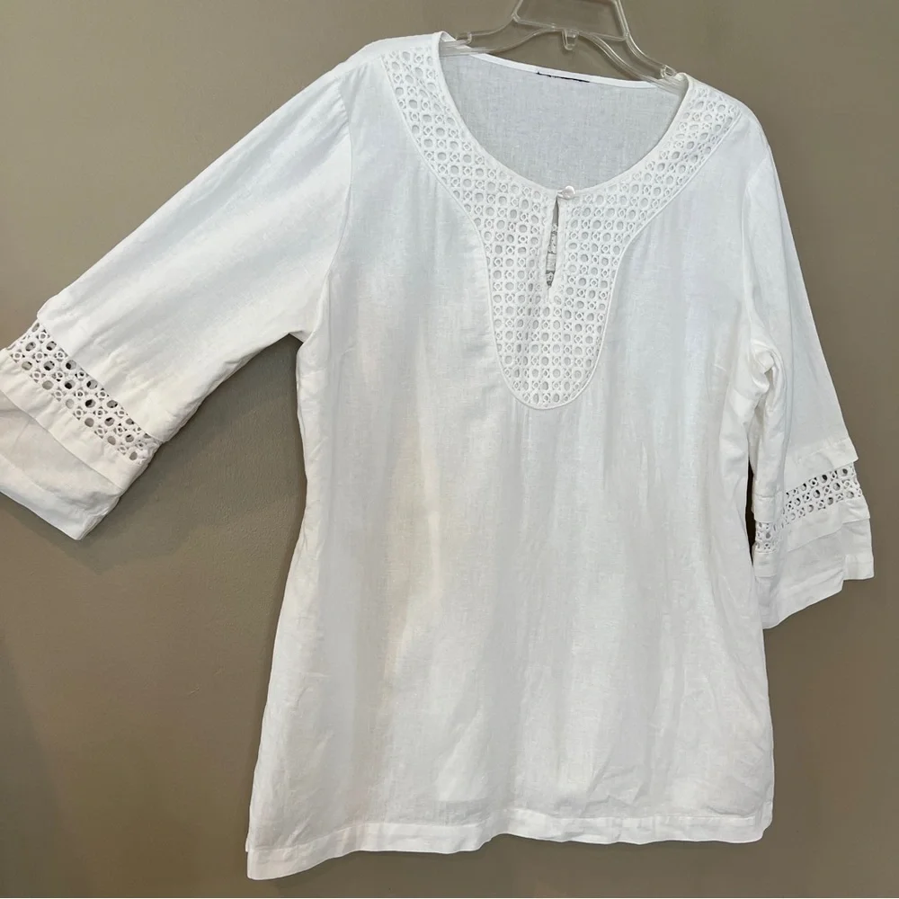 Kohl's White Crochet Detail Blouse - Picture 4 of 16